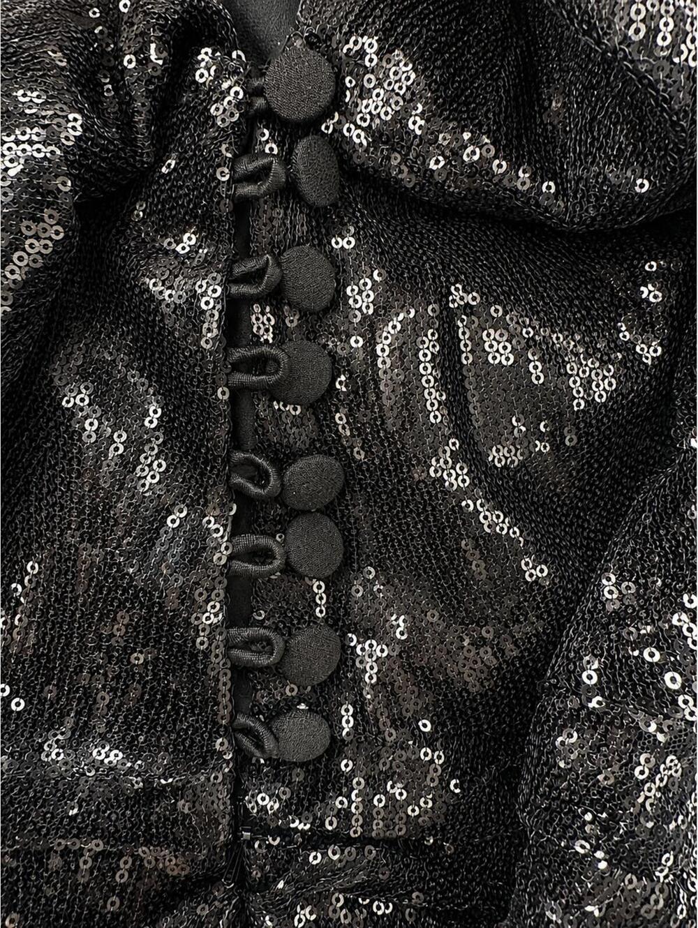 The Attico Black Sequin Off-Shoulder Ruched Mini Dress IT 40 US 4 S | NWT - Picture 5 of 8